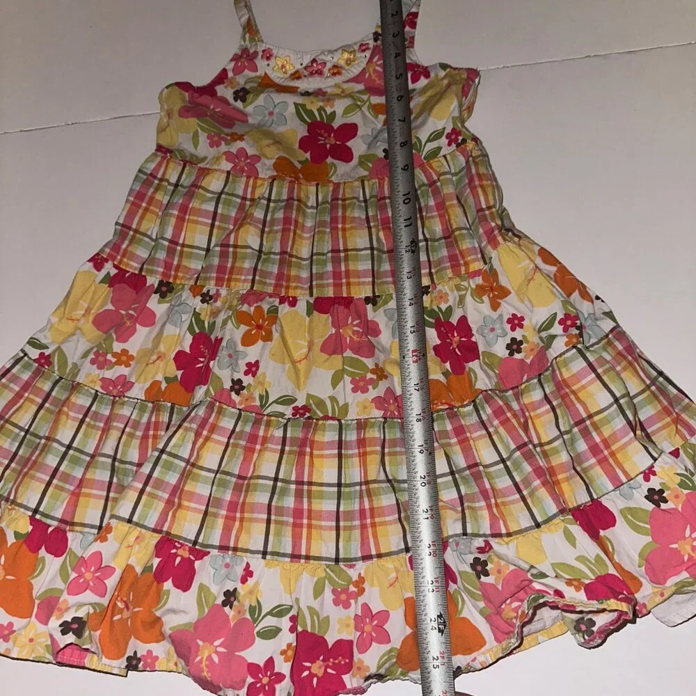 GYMBOREE SUNDRESS sz 7 SLEEVELESS Aloha Sunshine tropical floral & plaid